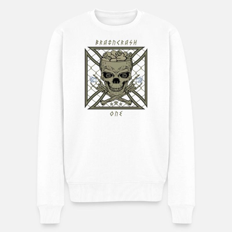 Gehirn Crash eins - Männer Premium Bio Pullover - Weiß