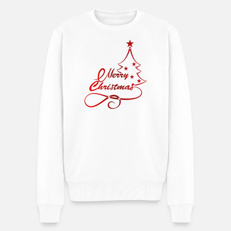 Festliche Weihnachtsbaum Silhouette Druck - Männer Premium Bio Pullover - Weiß