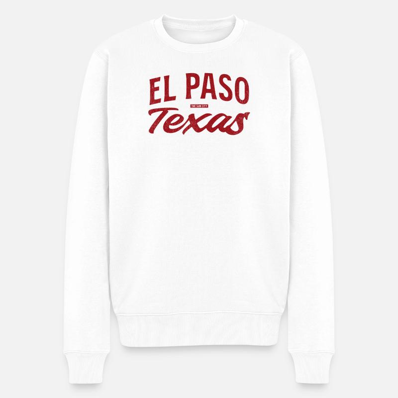 El Paso Texas Retro Script - Männer Premium Bio Pullover - Weiß