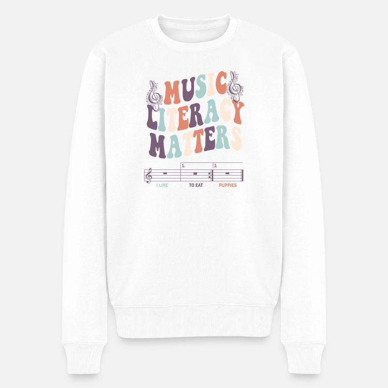 Music Literacy Matters - Männer Premium Bio Pullover - Weiß