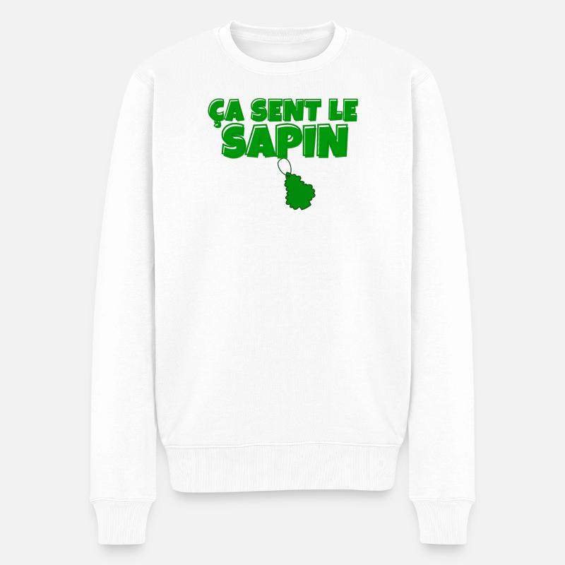 sapin, ça sent le sapin, Noël - Pull Premium bio Homme - blanc