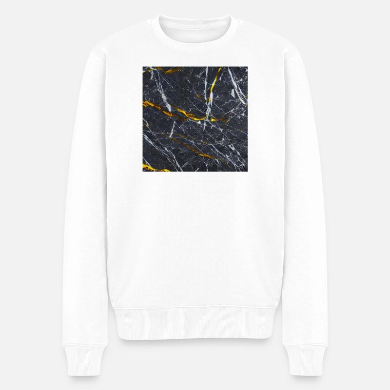 Marbre Texture Or Noir - Pull Premium bio Homme - blanc