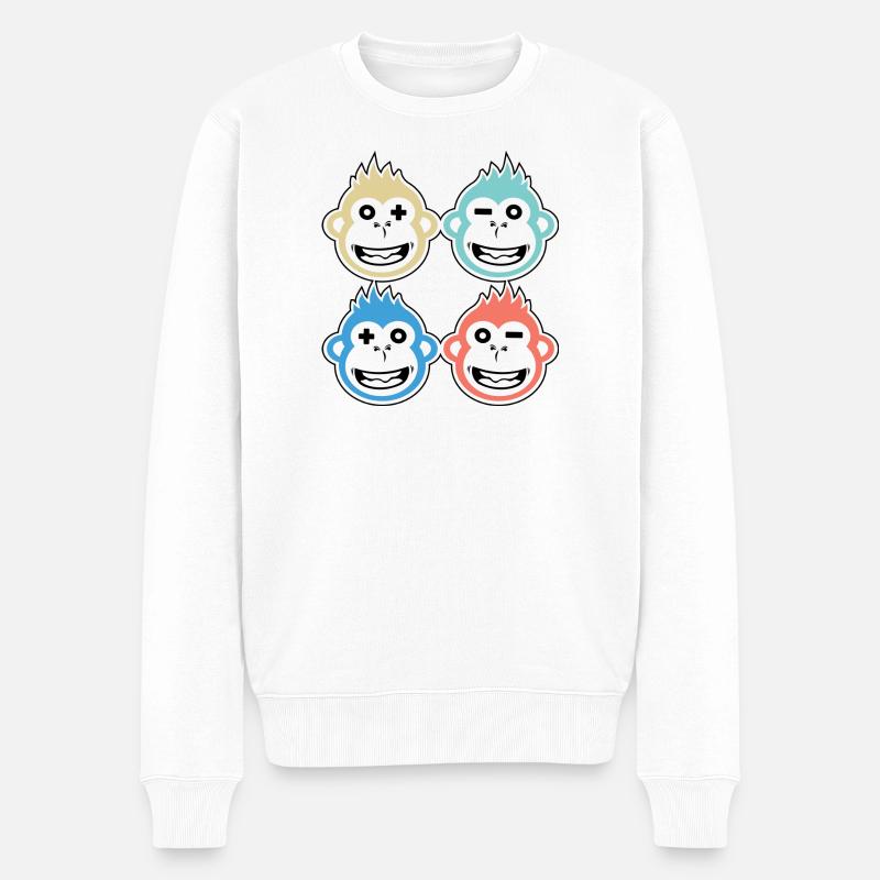 4 singes heureux - Pull Premium bio Homme - blanc
