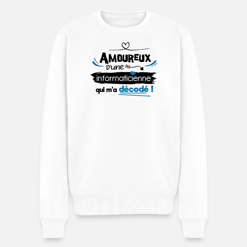 Amoureux d'une informaticienne ! humour geek - Pull Premium bio Homme - blanc