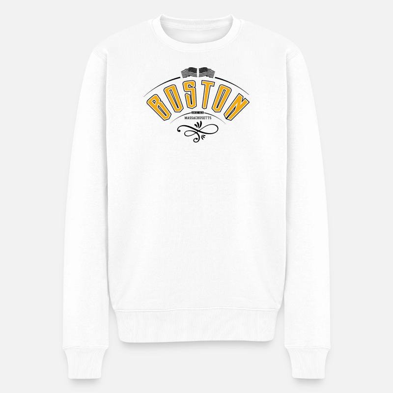 Boston Massachusetts - Männer Premium Bio Pullover - Weiß