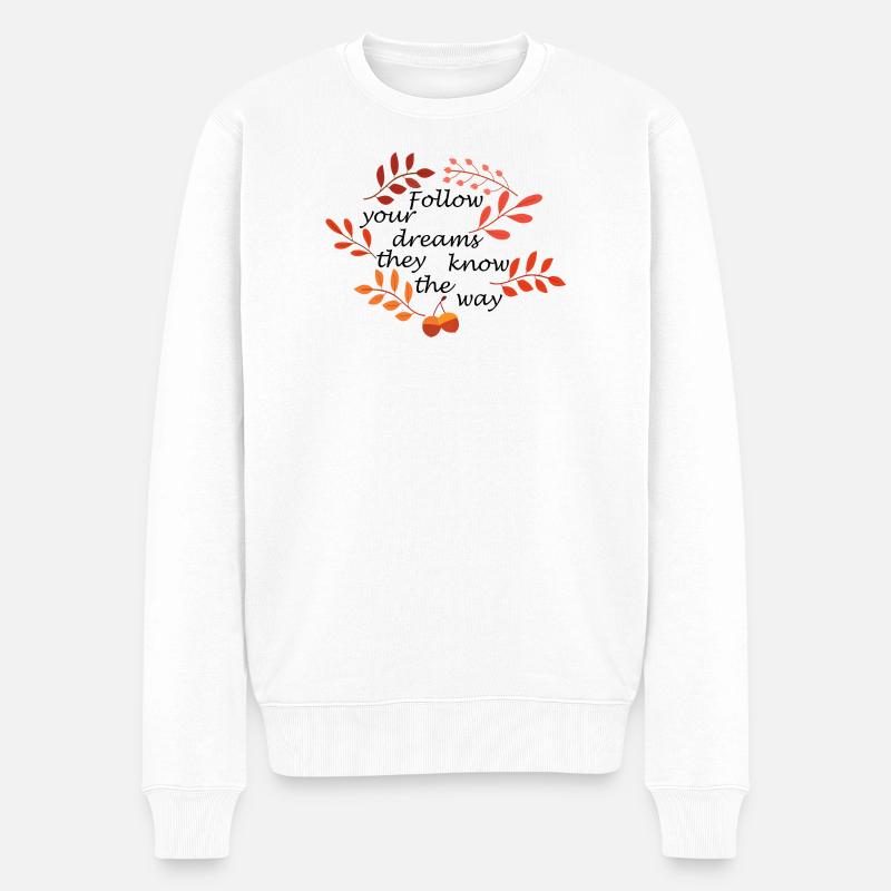 Herbstlaub und Eicheln Muster - Männer Premium Bio Pullover - Weiß