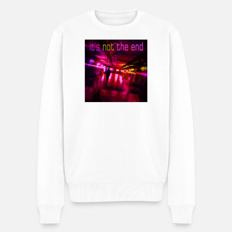 Neonpfad der Nacht - Männer Premium Bio Pullover - Weiß