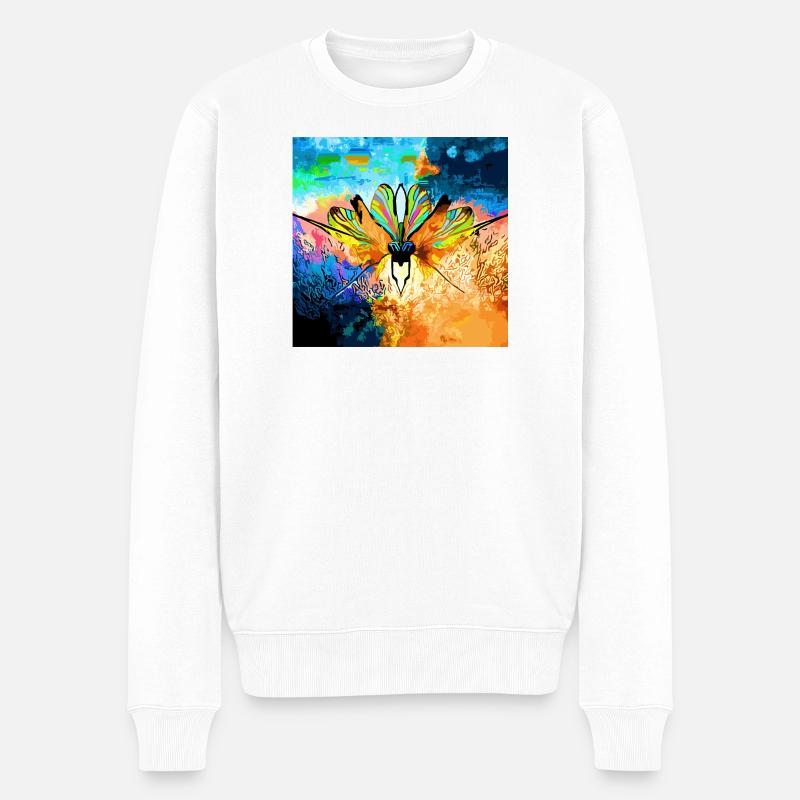 Bunter Falter im Farbmeer - Männer Premium Bio Pullover - Weiß