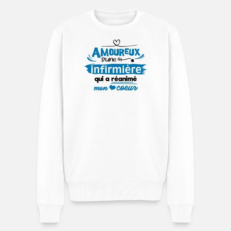 Amoureux d'une infirmière ! humour - Pull Premium bio Homme - blanc