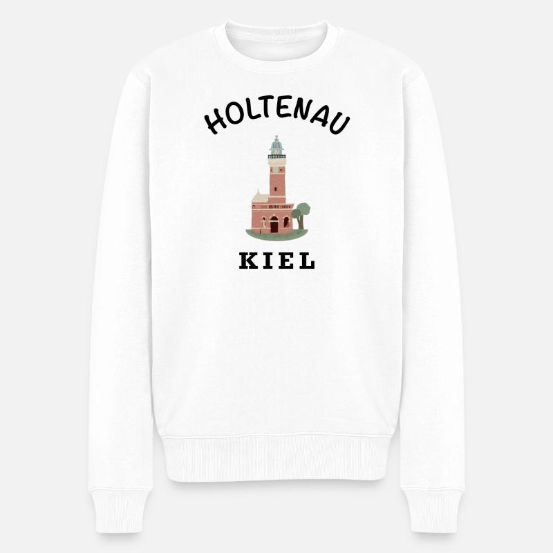 Kiel Holtenau Leuchtturm, deutsche Ostsee - Männer Premium Bio Pullover - Weiß