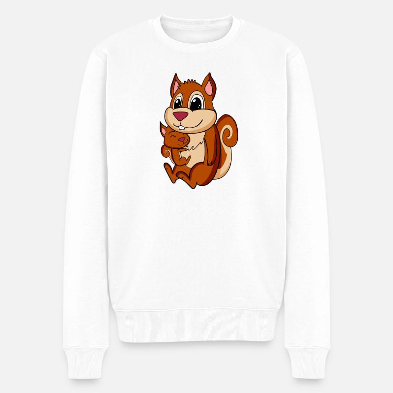 Grossesse familiale - écureuil avec bébé - Pull Premium bio Homme - blanc