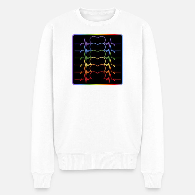 LGBTQIA-FLAGGE - HEARTBEAT PRIDE - Männer Premium Bio Pullover - Weiß
