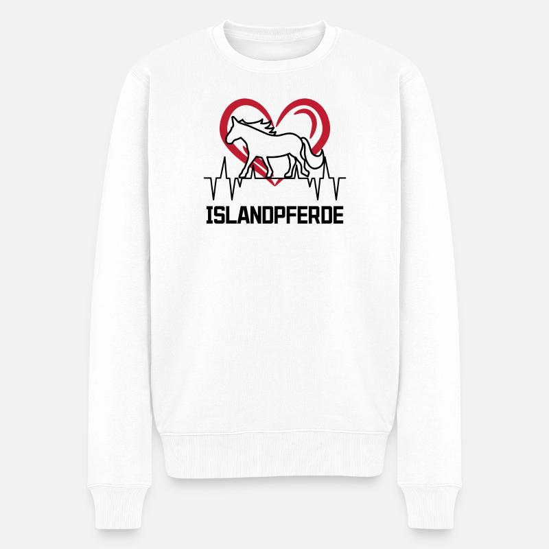 Pferdeliebe Herz Islandpferde Pferde Hengst - Männer Premium Bio Pullover - Weiß