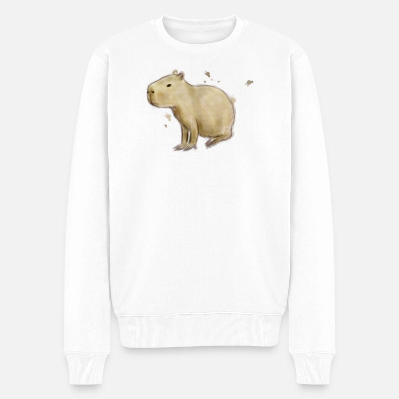 Capybara - Männer Premium Bio Pullover - Weiß