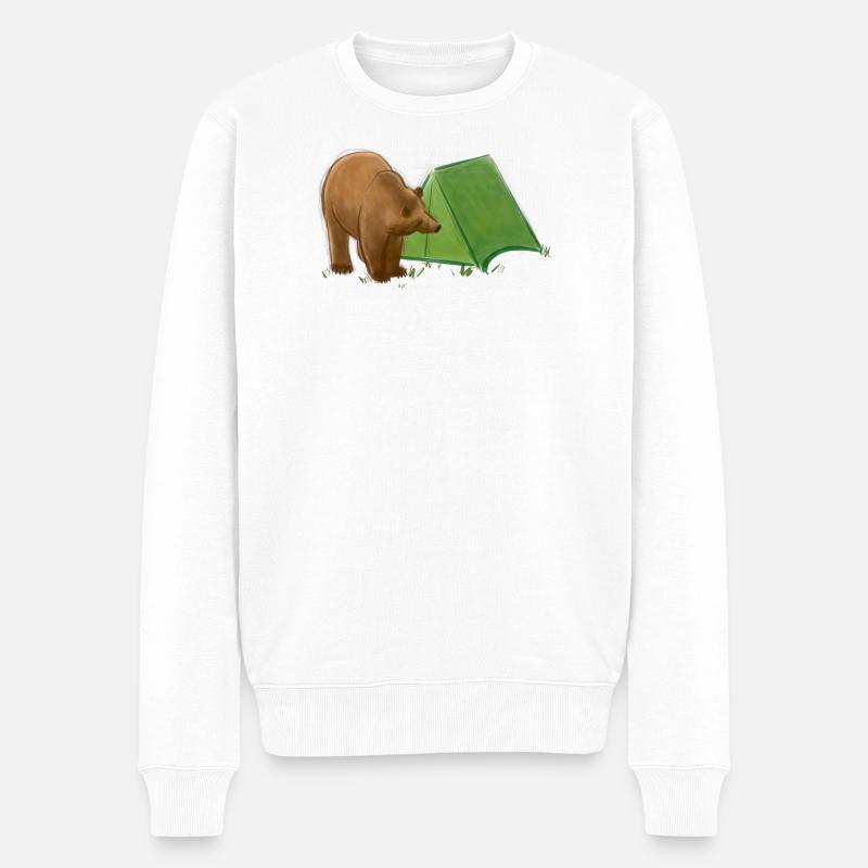 Bärencamping im Zelt - Männer Premium Bio Pullover - Weiß
