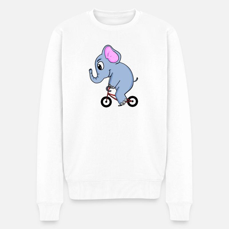 L’éléphant fait du vélo - Pull Premium bio Homme - blanc