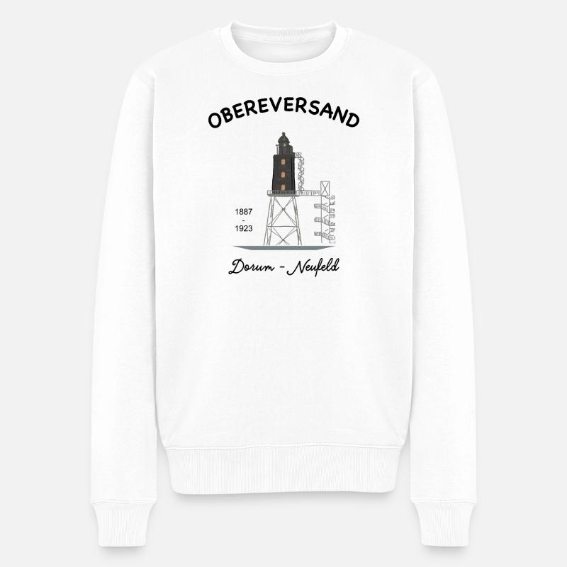 Leuchtturm Obereversand, Dorum- Neufeld, Nordsee - Männer Premium Bio Pullover - Weiß