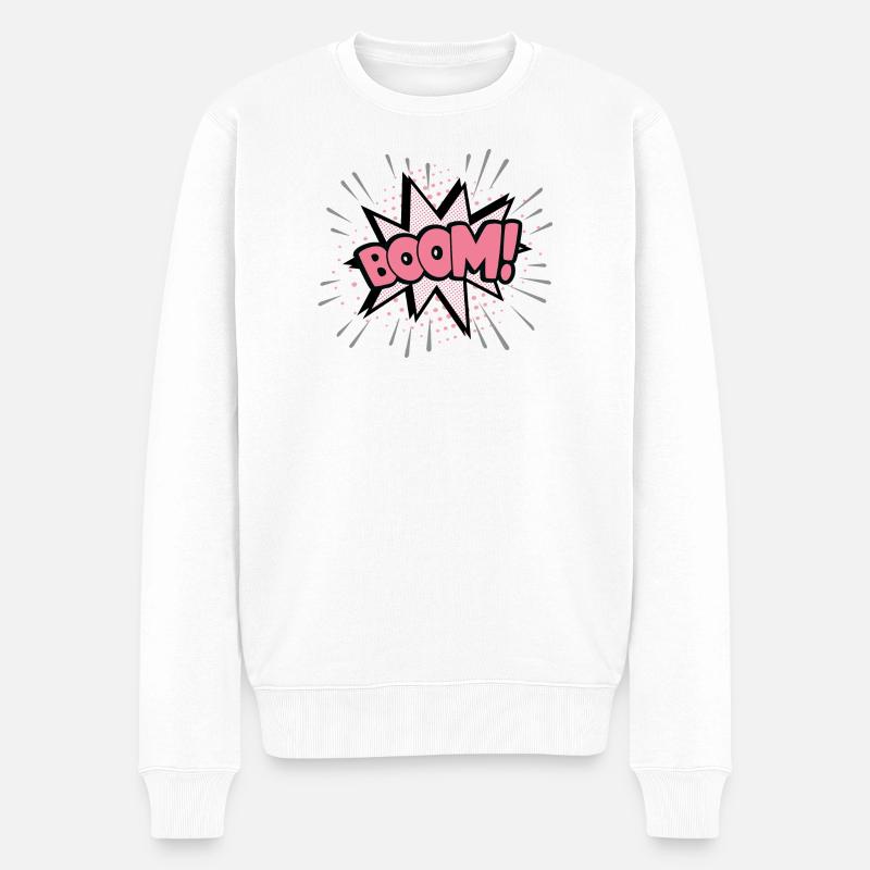 Boom rosa - Männer Premium Bio Pullover - Weiß