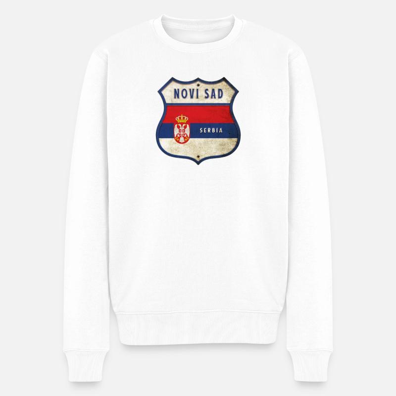 Novi Sad Serbie Armoiries Drapeaux - Pull Premium bio Homme - blanc