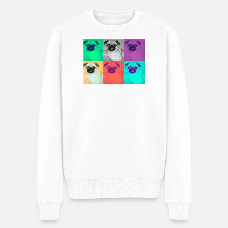 Pop Art Hund Design - Männer Premium Bio Pullover - Weiß
