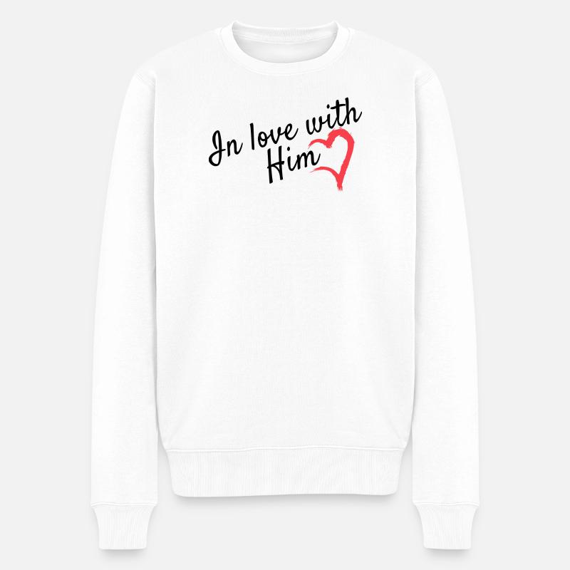 Liebe Partnerlook - Männer Premium Bio Pullover - Weiß