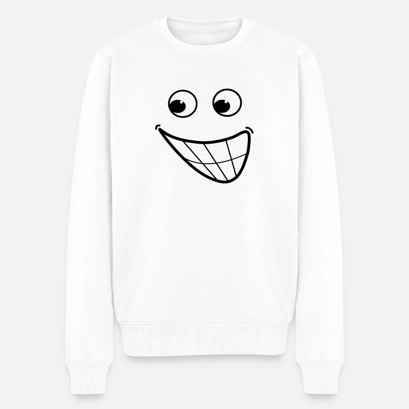 Cartoon Lächeln - Männer Premium Bio Pullover - Weiß
