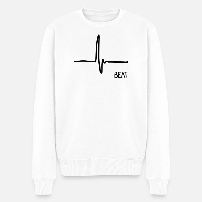 Herzschlag - Männer Premium Bio Pullover - Weiß