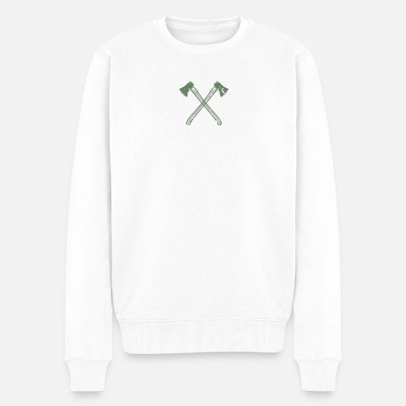 Axt gekreuzte Äxte - Männer Premium Bio Pullover - Weiß