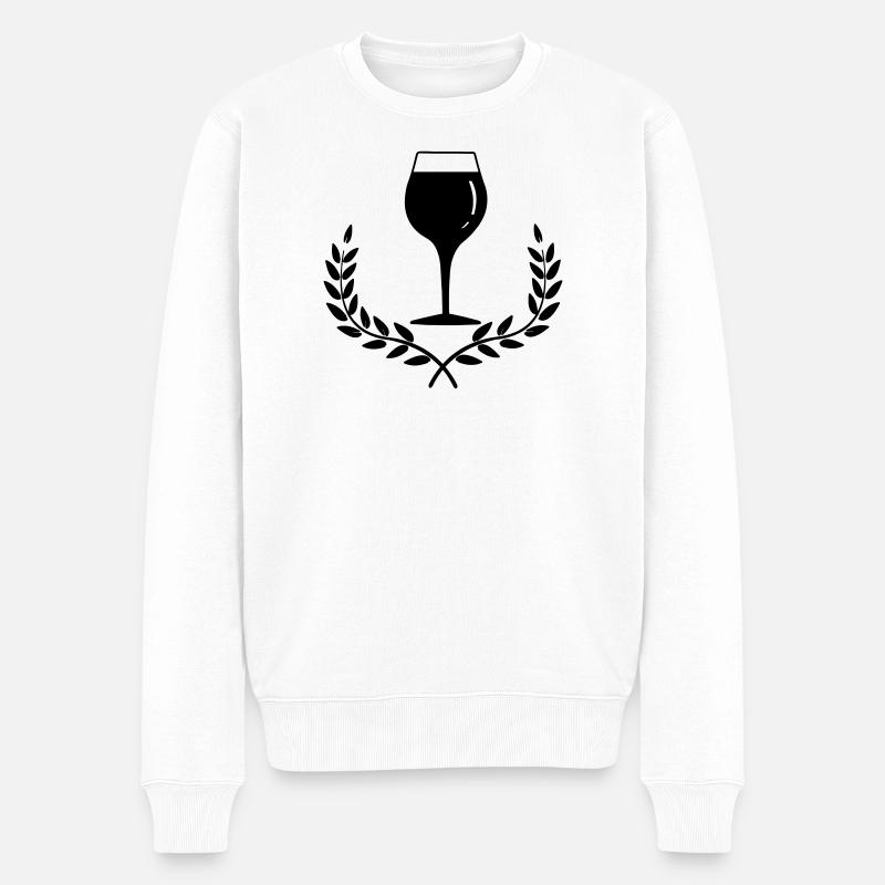 Weinglas mit Lorbeerkranz - Männer Premium Bio Pullover - Weiß