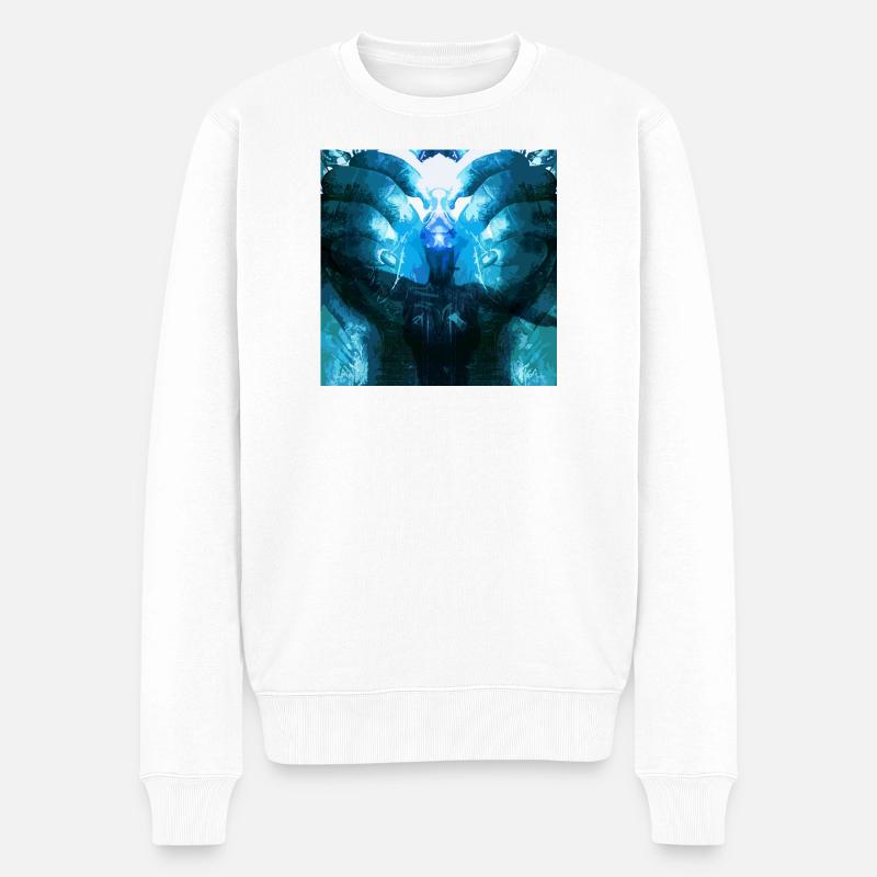 Spiegelndes Tiefblaues Wesen - Männer Premium Bio Pullover - Weiß