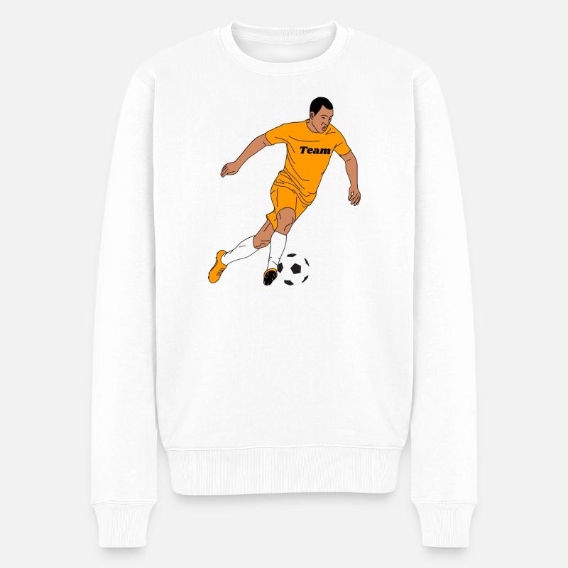 Teamgeist im Orangenen Trikot - Männer Premium Bio Pullover - Weiß