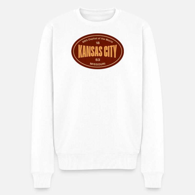 Kansas City BBQ Vintage Schild - Männer Premium Bio Pullover - Weiß