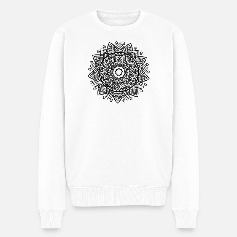 Mandala - Männer Premium Bio Pullover - Weiß