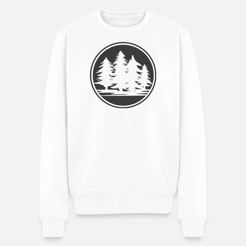 Tannenbaum Wald Logo icon Grafik Symbol Natur - Männer Premium Bio Pullover - Weiß