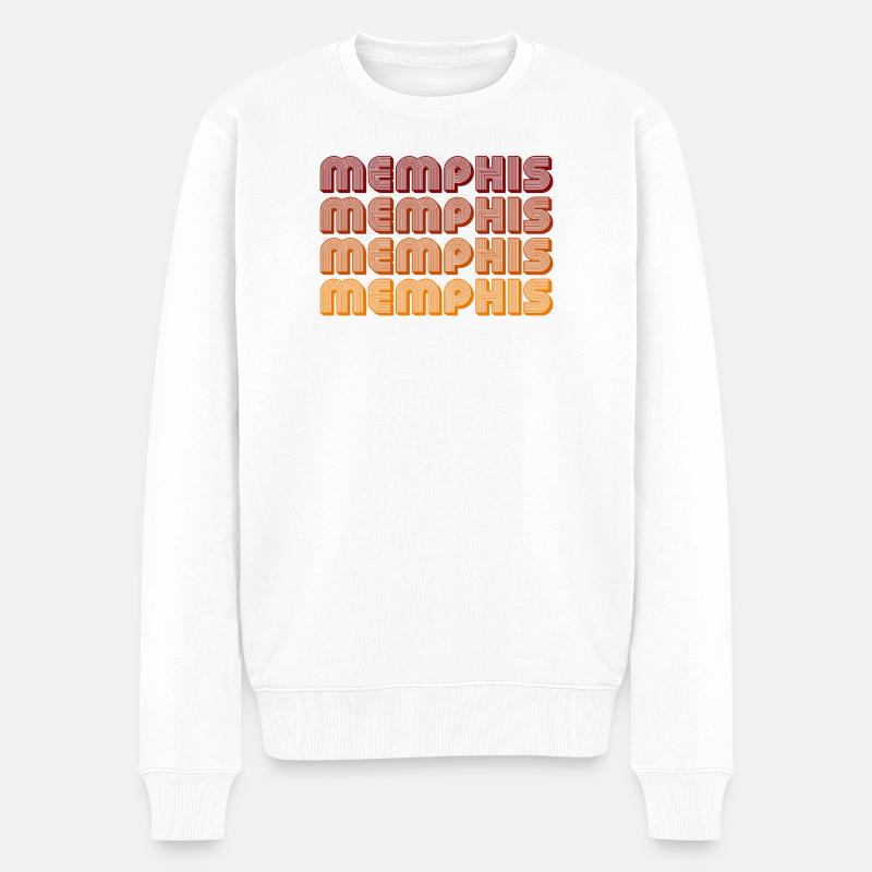 Memphis Gradient Text Repeat - Männer Premium Bio Pullover - Weiß