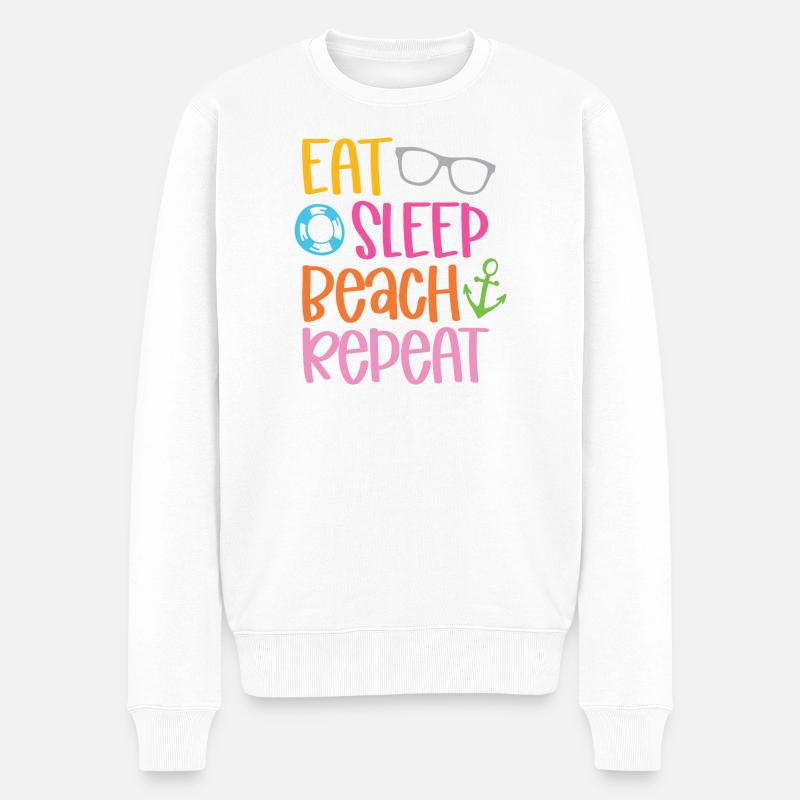 Eat Sleep Beach Repeat - Männer Premium Bio Pullover - Weiß