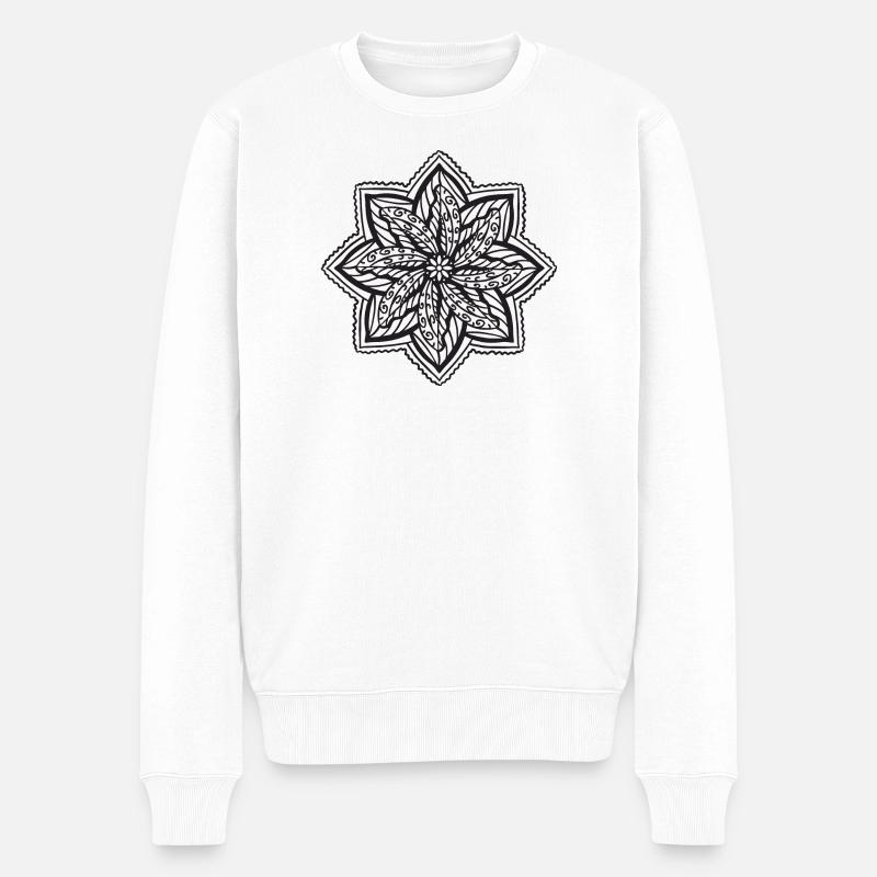 Mandala - Männer Premium Bio Pullover - Weiß