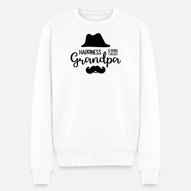 Happines wird Opa genannt - Männer Premium Bio Pullover - Weiß