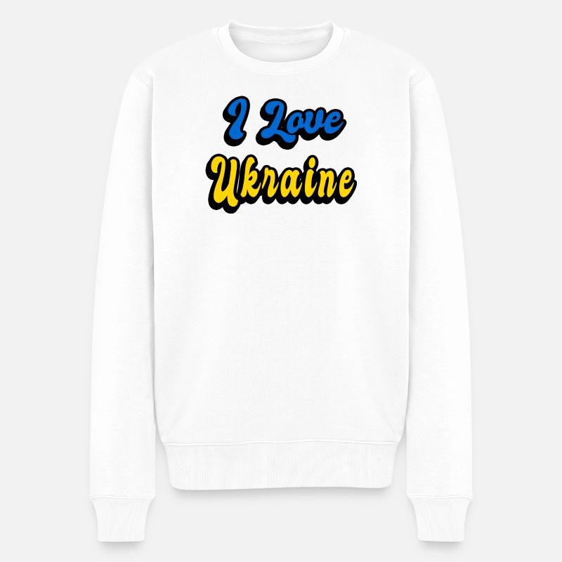 Ich liebe Ukraine - Männer Premium Bio Pullover - Weiß