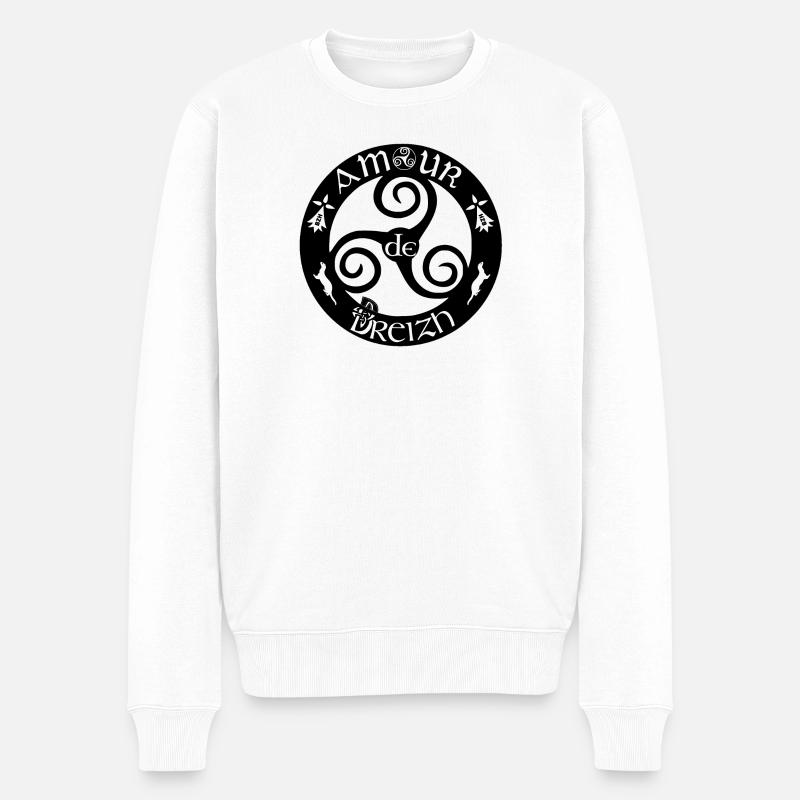 Liebe zu Breizh - Männer Premium Bio Pullover - Weiß