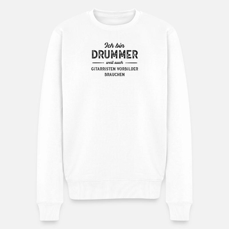 Ich bin Drummer... (sw) - Männer Premium Bio Pullover - Weiß