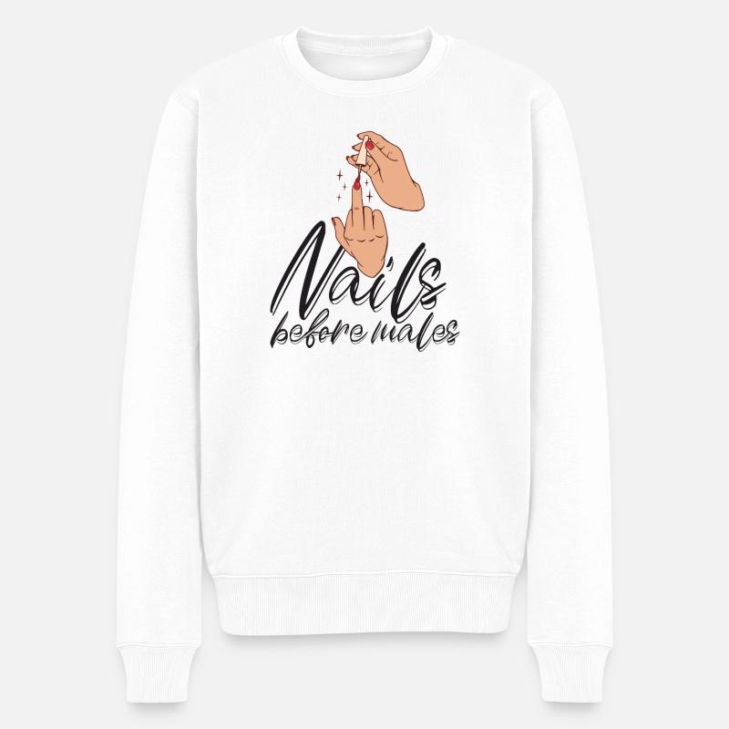 Nägel Vor Männern Nageldesignerin - Männer Premium Bio Pullover - Weiß