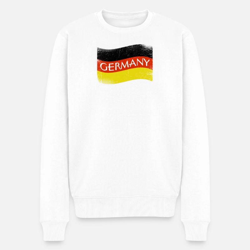 GERMANY Schriftzug dreckig gewellt - Männer Premium Bio Pullover - Weiß