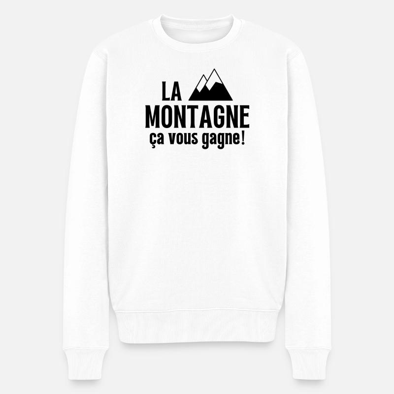 ski, skieur, fan de ski - Pull Premium bio Homme - blanc