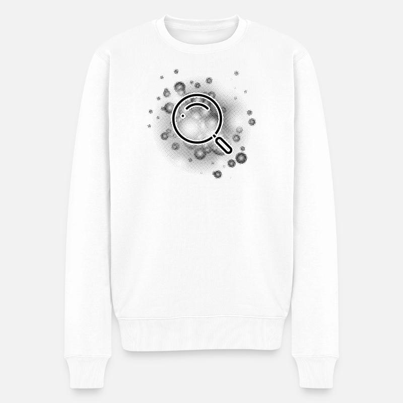Loupe avec fond de points - Pull Premium bio Homme - blanc