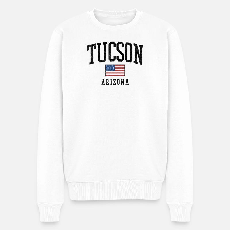 Tucson Arizona USA Design mit Flagge - Männer Premium Bio Pullover - Weiß
