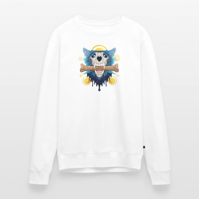 Hellhound Skull Gold - Demonic Wolf & Cookie Bone Men's Premium Organic Jumper