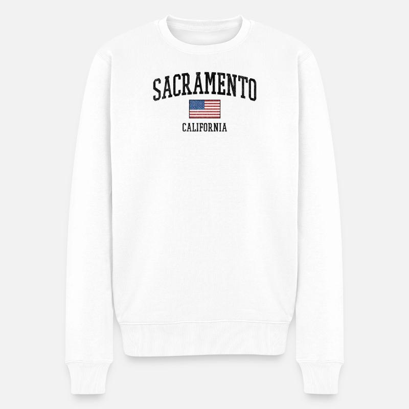 Sacramento California USA Grafik mit Flagge - Männer Premium Bio Pullover - Weiß