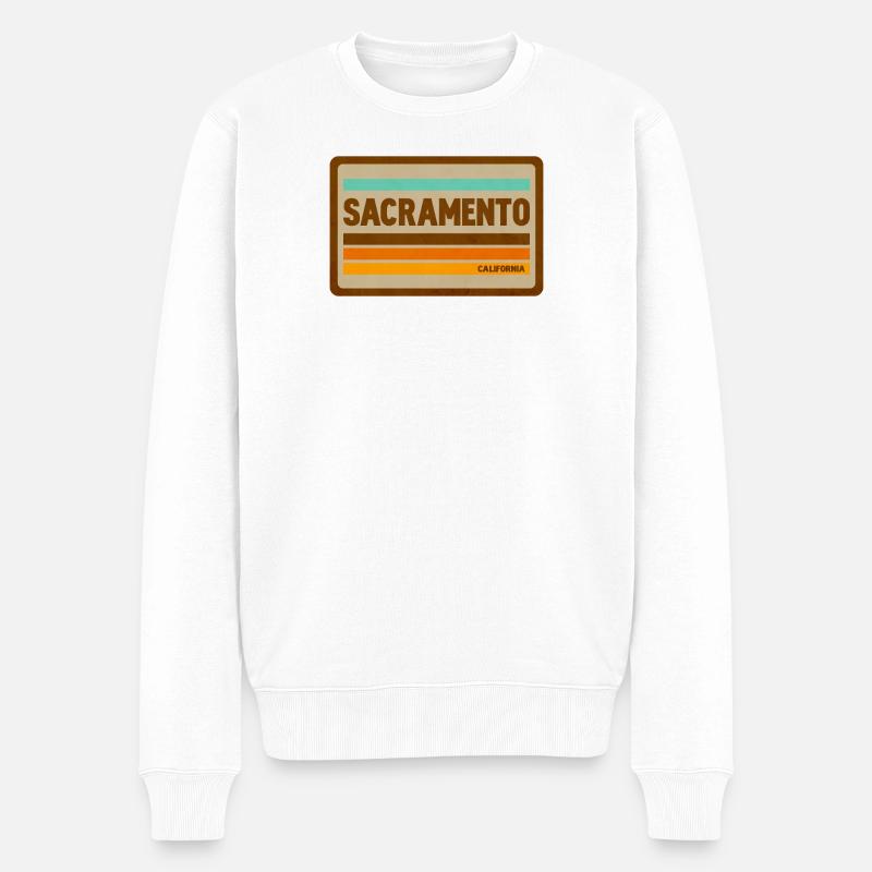 Sacramento Retro-Lizenzschild - Männer Premium Bio Pullover - Weiß