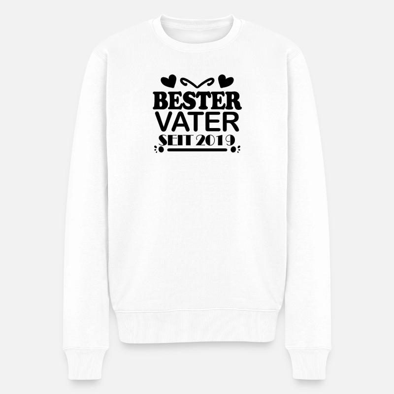 Bester Vater seit 2019 - Männer Premium Bio Pullover - Weiß
